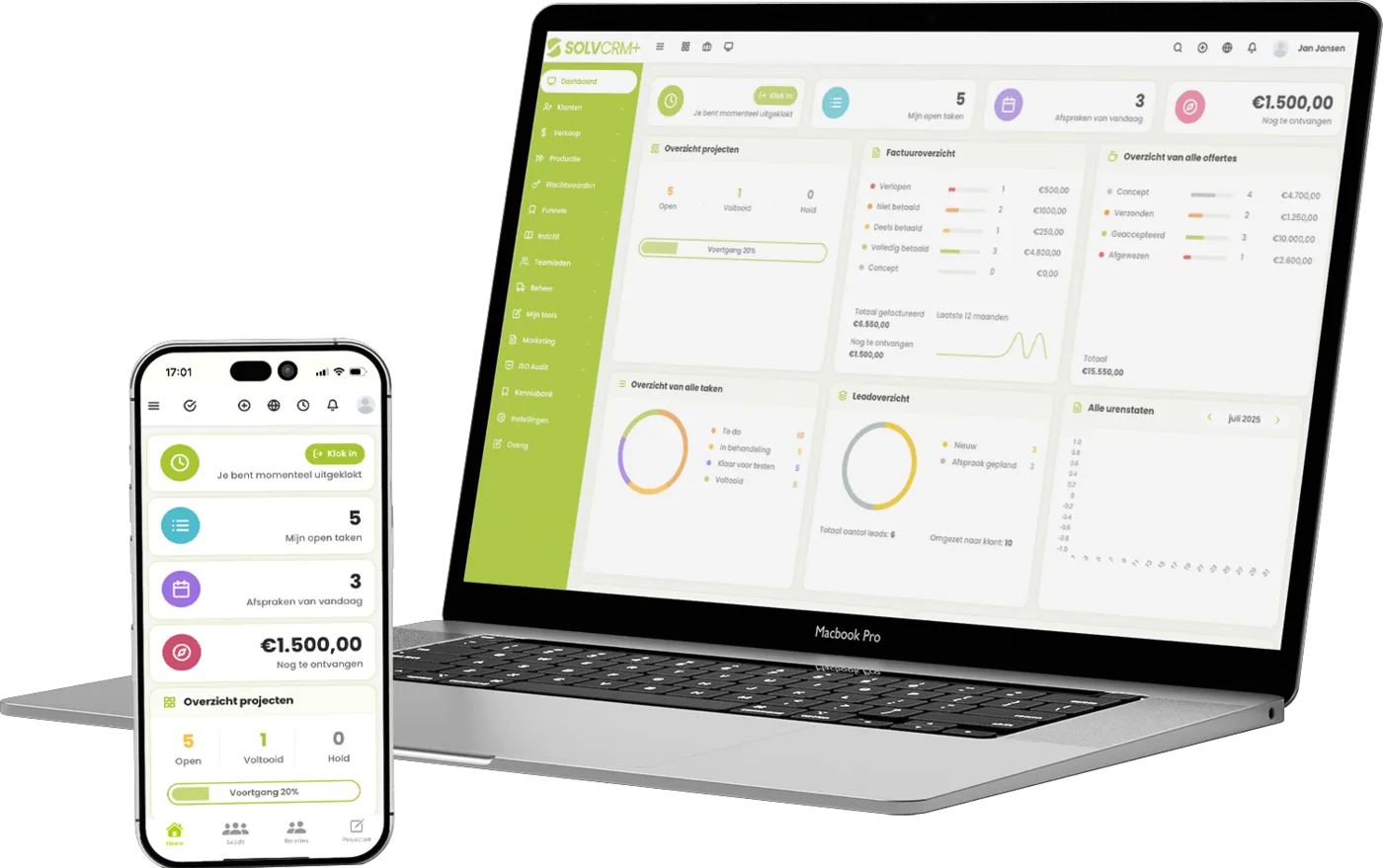 SolvCRM+ op meerdere apparaten